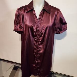 Apt. 9 Satin Blouse in Rich Burgundy 1X